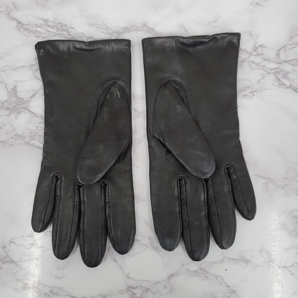 Aris Black Leather Women's Driving Gloves